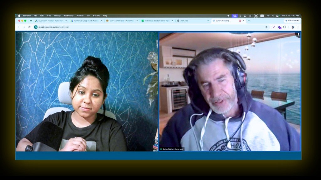 Video call with Adventus client Luke Fuller-Petersen